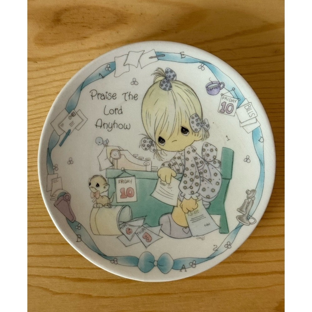 Vintage 1992 PRECIOUS MOMENTS Little‎ Dish Tray "Praise The Lord Anyhow" 4inch